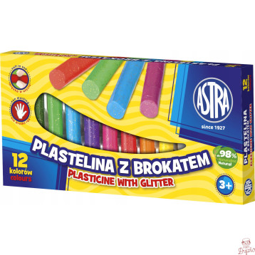Plastelina dla dzieci z brokatem 12 kolorów zestaw 303107001 ASTRA