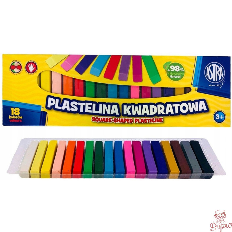 Plastelina dla dzieci kwadratowa 18 kolorów zestaw 83814904 ASTRA