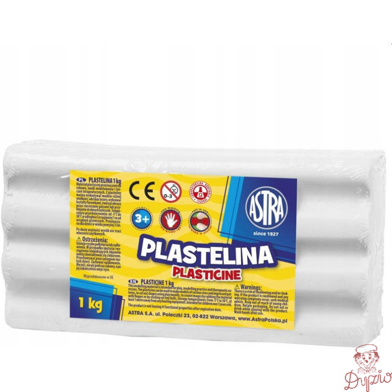 Plastelina szkolna dla dzieci 1kg biała 303111001 ASTRA