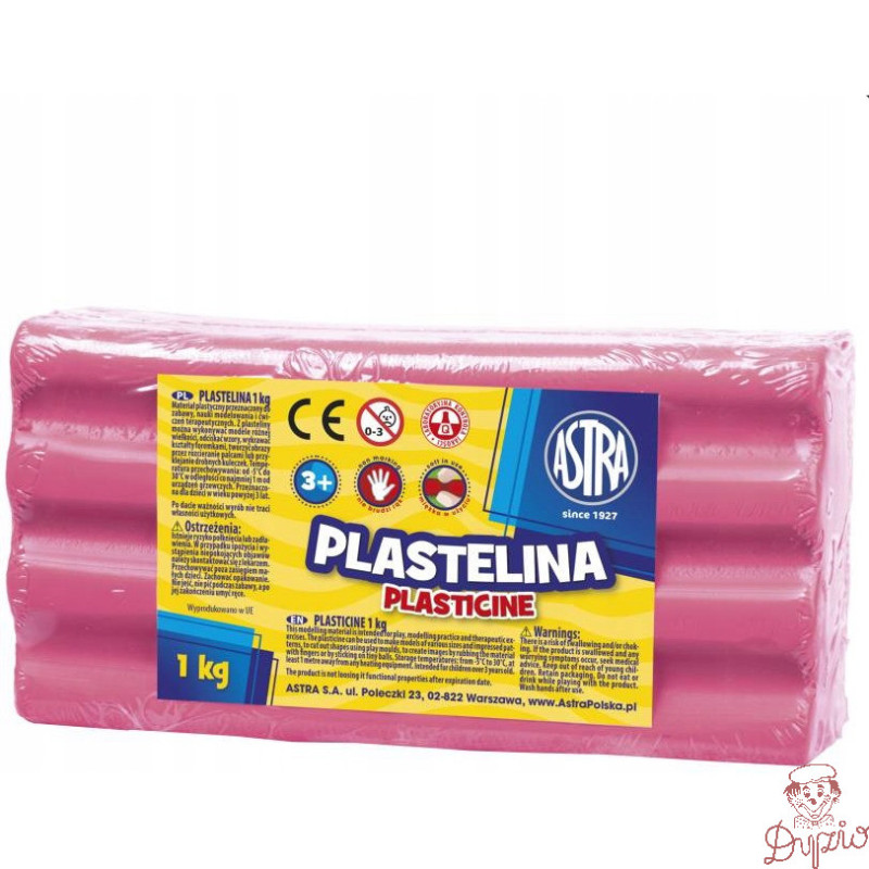 Plastelina szkolna dla dzieci 1kg różowa jasna 303111007 ASTRA