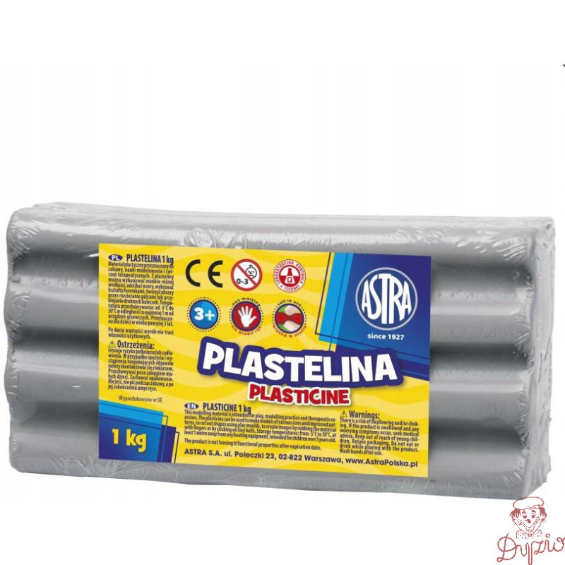 Plastelina szkolna dla dzieci 1kg popielata 303111023 ASTRA