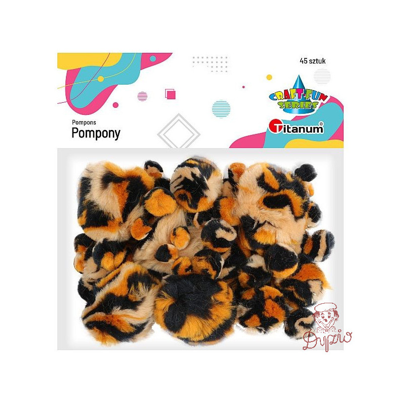 Pompony akrylowe CĘTKI 45szt. mix rozm. 338521 TITANUM