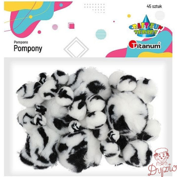 Pompony akrylowe A45 ANIMAl biało-czarne 338522
