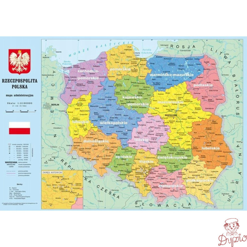 Podkład szkolny na biurko MAPA POLSKA 55x38 KRESKA
