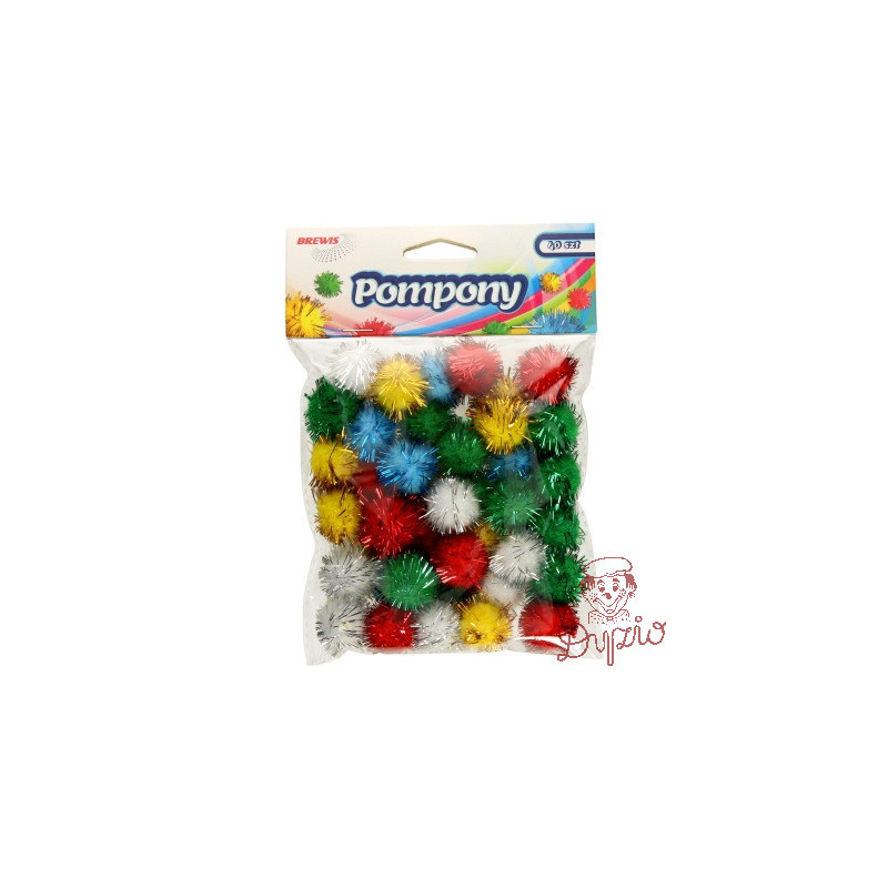 Pompony metaliczne mix kolorów 78sztuk POM05 BREWIS