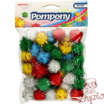 Pompony metaliczne mix kolorów 78sztuk POM05 BREWIS