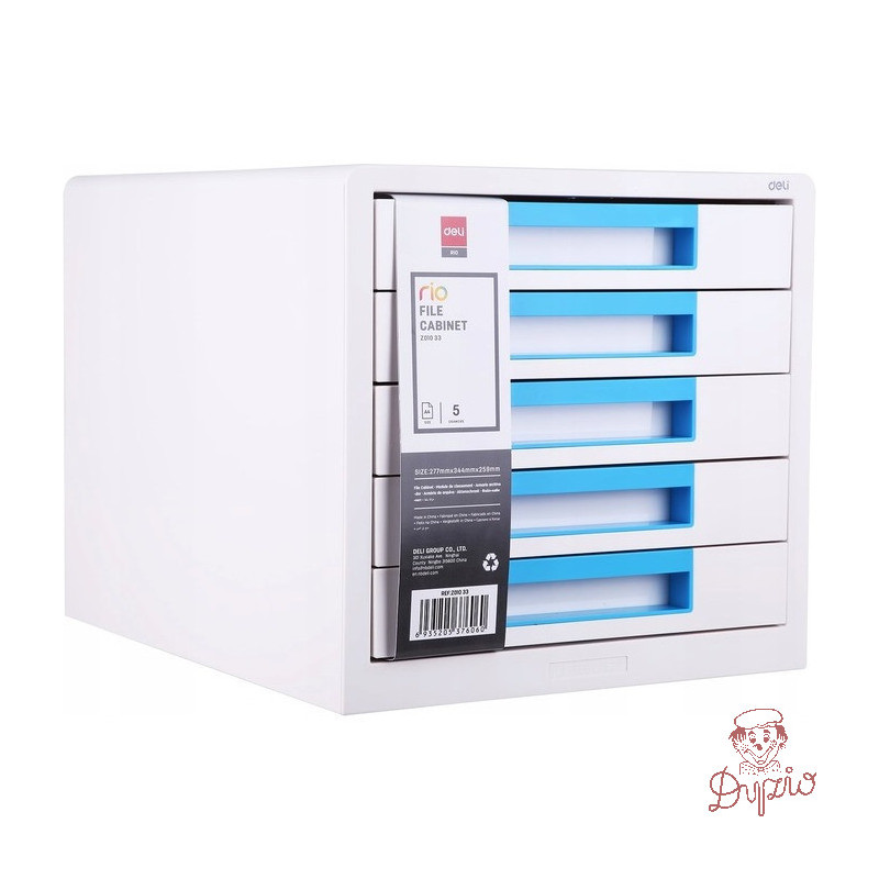 Pojemnik z 5 szufladami RIO biało-niebieski Z01033 DELI