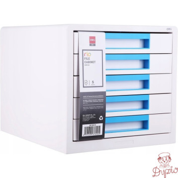 Pojemnik z 5 szufladami RIO biało-niebieski Z01033 DELI