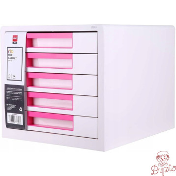 Pojemnik z 5 szufladami RIO biało-różowy Z01043 DELI