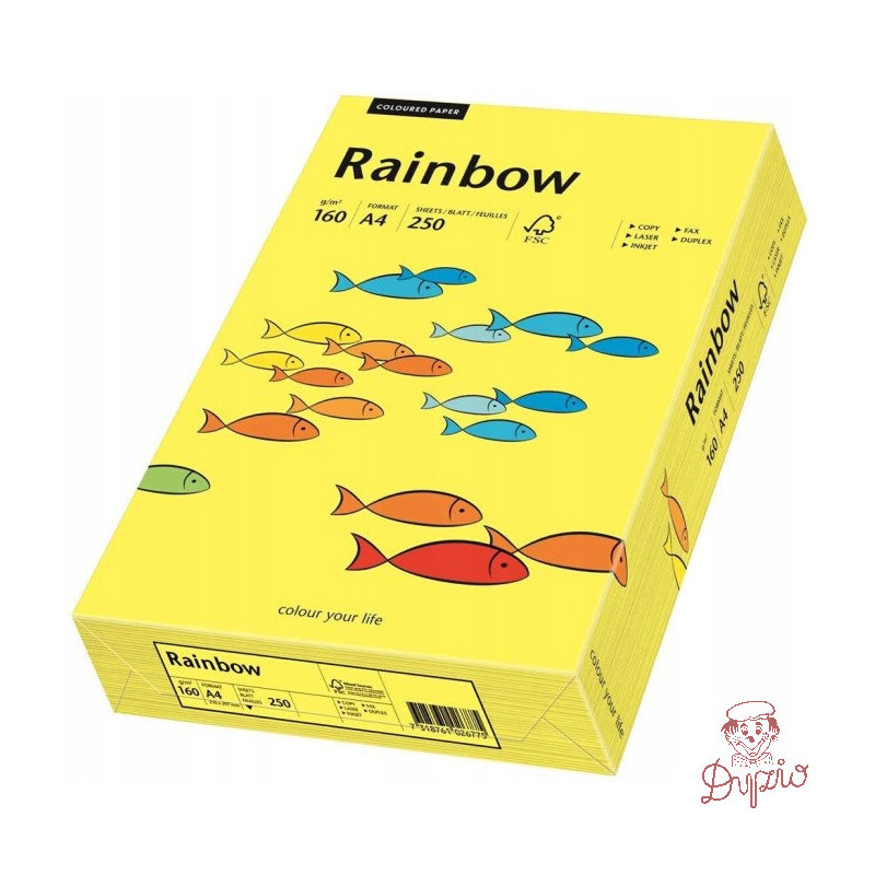 Papier ksero kolorowy A4 160g RAINBOW R14 żółty/ słoneczny 88042327