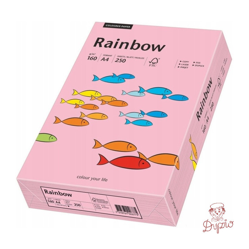 Papier ksero A4 160g.różowy R55 (250) RAINBOW 88042549