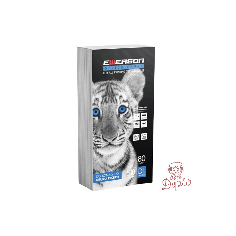 Papier receptowy DL 80g EMERSON TIGER (210x99mm) biały 500ark