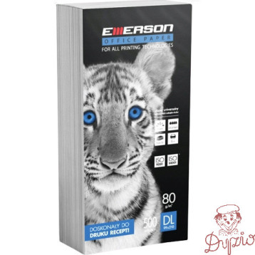 Papier receptowy DL 80g EMERSON TIGER (210x99mm) biały 500ark