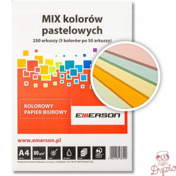 Papier ksero A4 80g EMERSON 250ark mix pastel xem1000250pwn