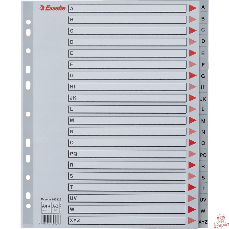 Przekładki MAXI A-Z PP szare 100129 ESSELTE