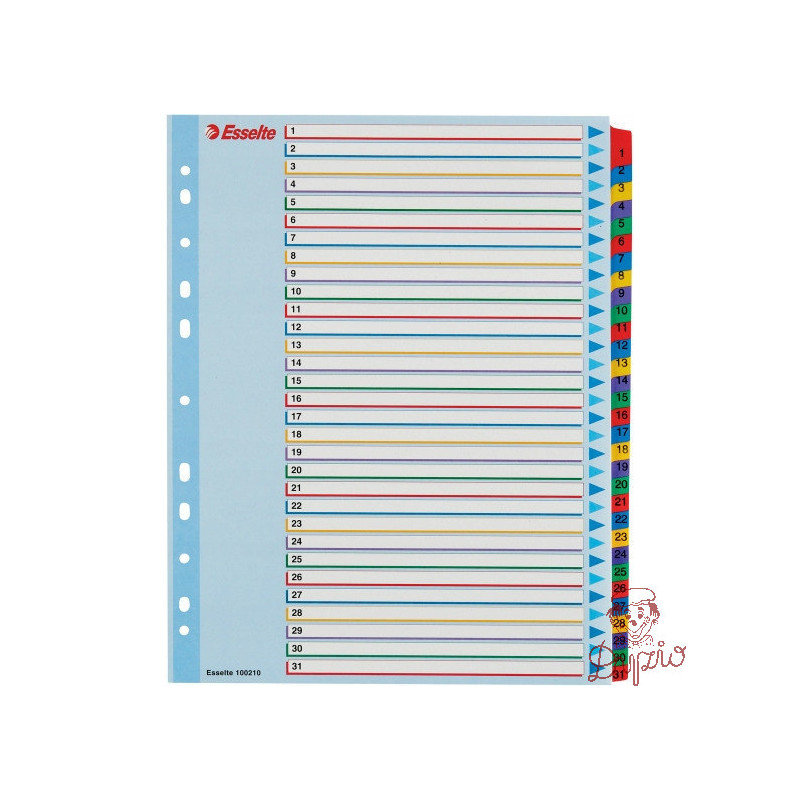 Przekładki kartonowe MYLAR A4 MAXI 1-31 ESSELTE 100210