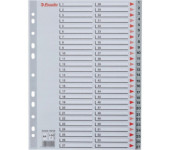 Przekładki plastikowe numeryczne A4 1-54 szare ESSELTE 100109