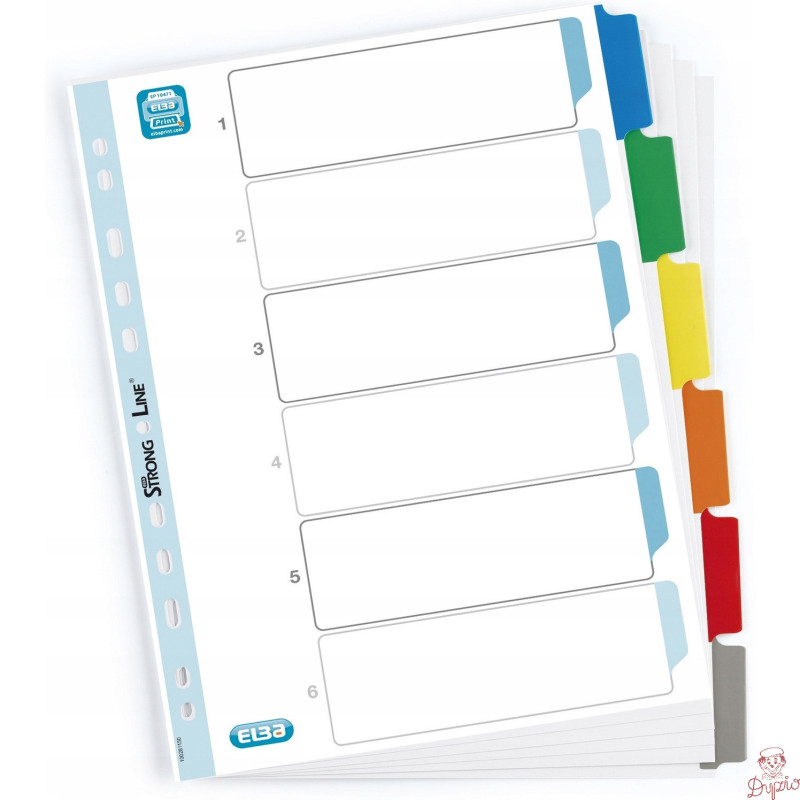 Przekładki kartonowe A4 MYLAR 1-6 kolor OXFORD 100204976