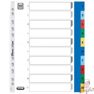 Przekładki A4 MAXI 1-10 kolor PP numeryczne 100205095 OXFORD