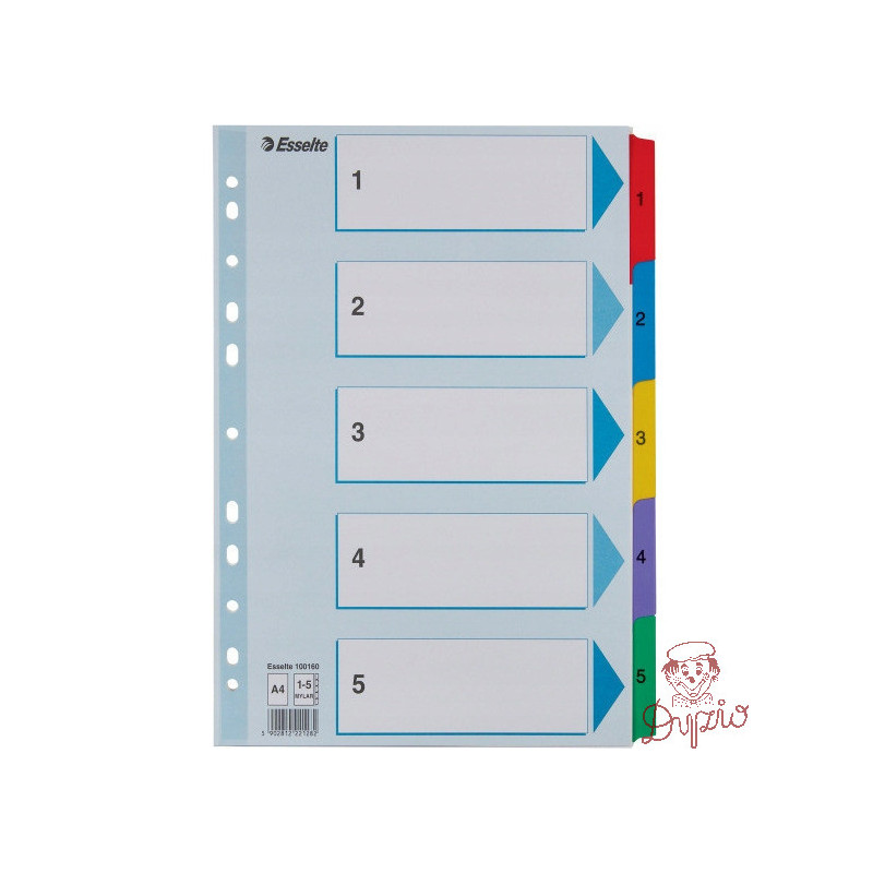 Przekładki kartonowe MYLAR A4 1-5 białe 100160 ESSELTE