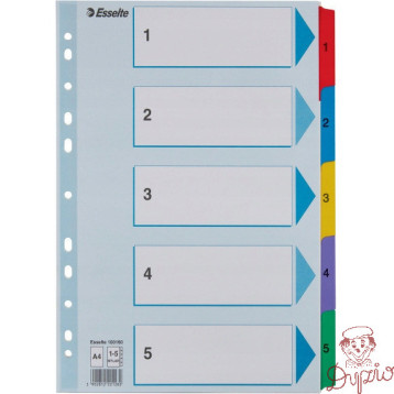 Przekładki kartonowe MYLAR A4 1-5 białe 100160 ESSELTE