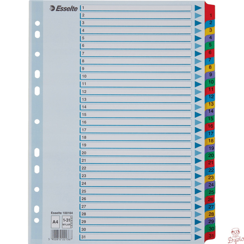 Przekładki kartonowe MYLAR A4 1-31 białe 100164 ESSELTE