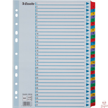 Przekładki kartonowe MYLAR A4 1-31 białe 100164 ESSELTE