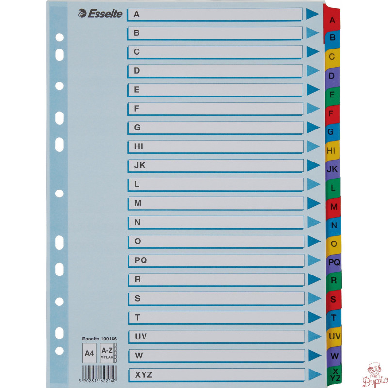 Przekładki kartonowe MYLAR A4 A-Z białe 100166 ESSELTE