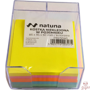 Bloczek nieklejony 85x85x50mm kolorowy + pojemnik NATUNA