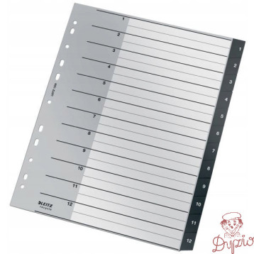 Przekładki Recycle 1 - 12, A4, PP, czarne 12090000 LEITZ