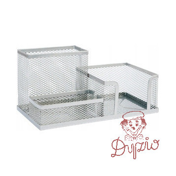 Przybornik na biurko NATUNA siatka srebrny 204x104x100mm (3A)