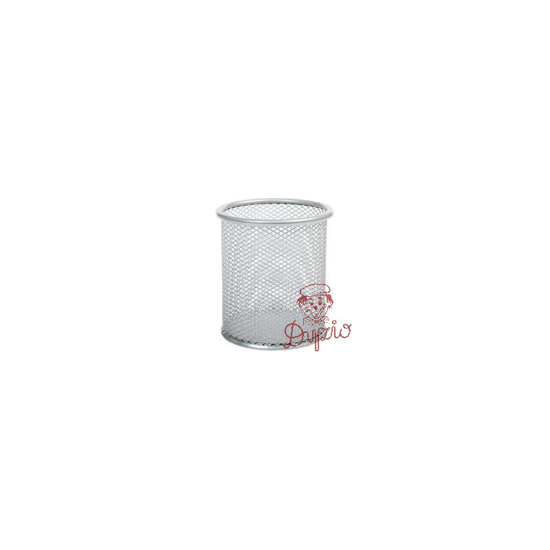 Kubek na długopisy NATUNA siatka srebrny okrągły 100x90mm (wys.xśr.)