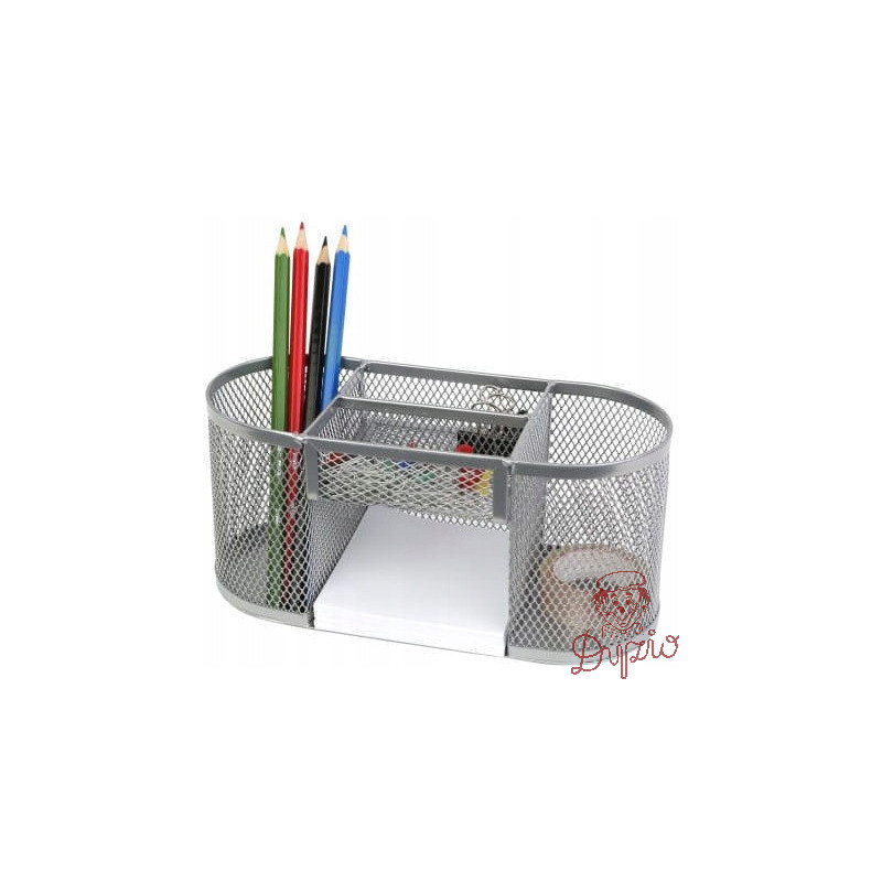 Przybornik na biurko NATUNA siatka srebrny 200x85x90mm (5A)
