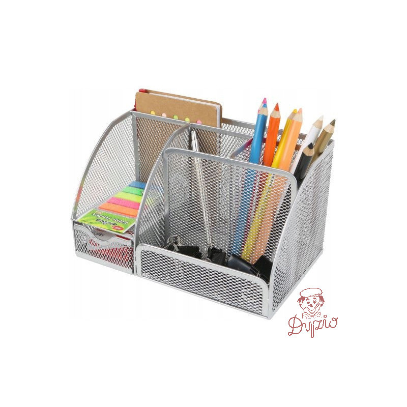 Przybornik na biurko NATUNA siatka srebrny 223x140x130mm (6B)