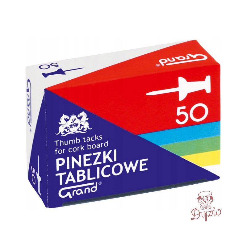 Pinezki tablicowe op-50szt. kolorowe GRAND 110-1657