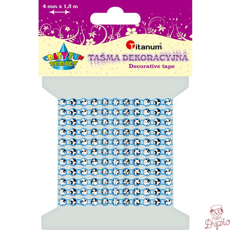 Taśma z kryształkami niebieska 4mm, dł.1,5m 363499 TITANUM