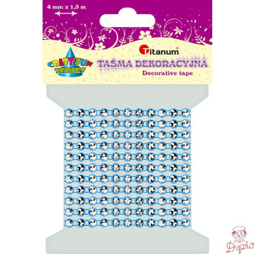 Taśma z kryształkami niebieska 4mm, dł.1,5m 363499 TITANUM