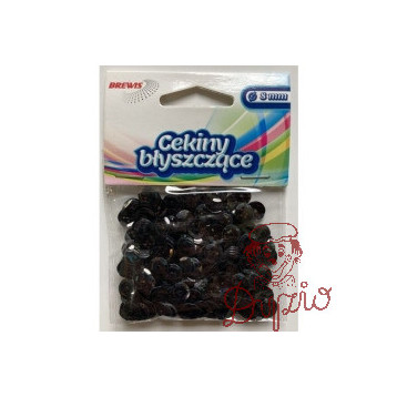 Cekiny hologramowe 8mm czarne H70 BREWIS
