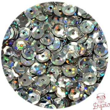 Cekiny błyszczące 8mm srebrne hologramowe H80 BREWIS