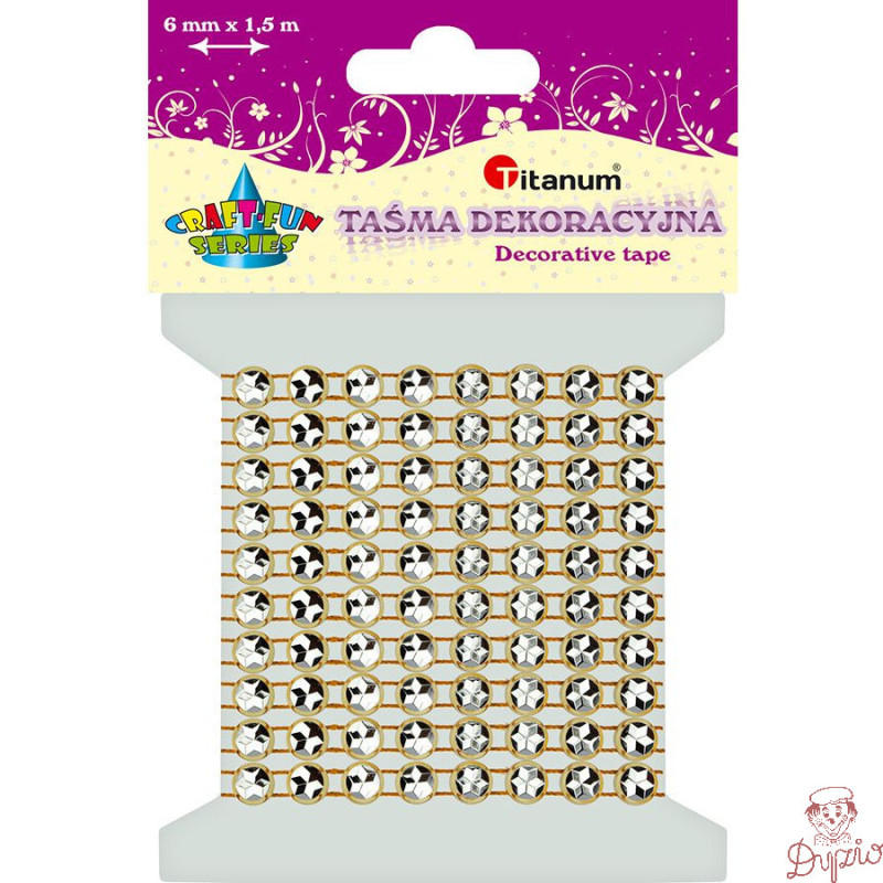 Taśma z kryształkami złota 6mm, dł.1,5m 363492 TITANUM