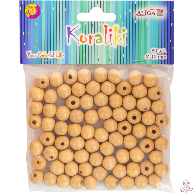 Koraliki drewniane naturalne 12mm (80szt.) PJ-0668 ALIGA