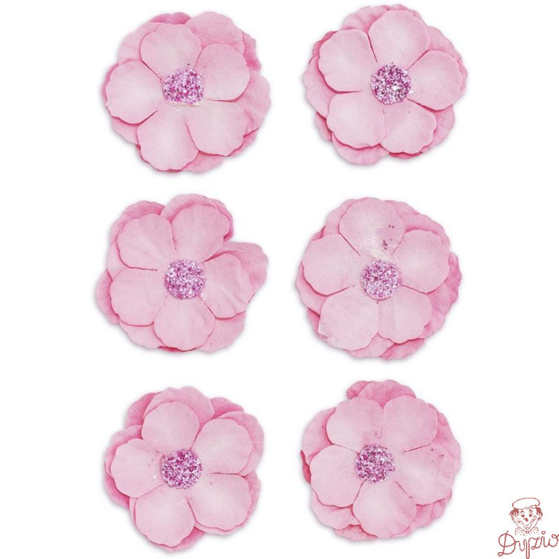 Kwiaty samoprzylepne papierowe CLEMATIS różowe (6sztuk) 252012 Galeria Papieru