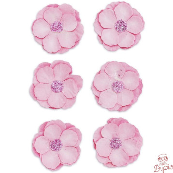 Kwiaty samoprzylepne papierowe CLEMATIS różowe (6sztuk) 252012 Galeria Papieru
