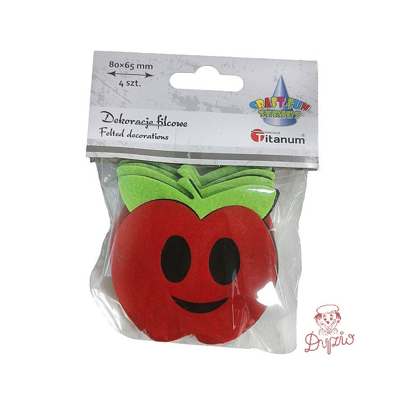 Filcowe dekoracje JABŁKA 4szt. 80x65mm 461752 TITANUM