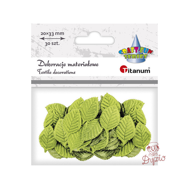Liście materiałowe 20x33mm jasnozielone 30szt. 307729 TITANUM
