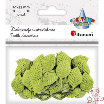 Liście materiałowe 20x33mm jasnozielone 30szt. 307729 TITANUM