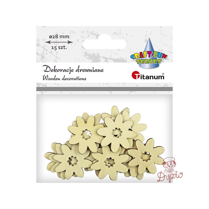 Dekoracje drewniane KWIATY 28mm 12szt. 486030 TITANUM