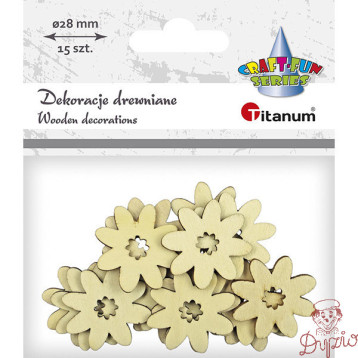 Dekoracje drewniane KWIATY 28mm 12szt. 486030 TITANUM