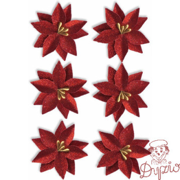 Kwiaty papierowe POINSECJA czerwone (6sztuk) 252037 Galeria Papieru