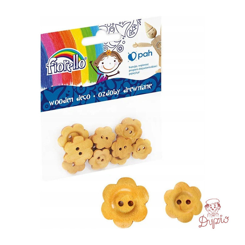 Ozdoby drewniene FIORELLO GR-WD122 guziki kwiatki (10) 170-2520